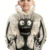 Boys Funny Monster 3D Print Long Sleeve Hoodie - Soft Slight Stretch Polyester Fabric, Regular Fit, Machine Washable, Random Print,