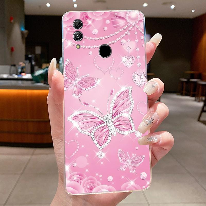 Phone Case For Honor 10 Lite/Huawei P Smart 2019 Coque Butterfly Bow Protective Casing Transparent Soft Silicone TPU Cover Funda
