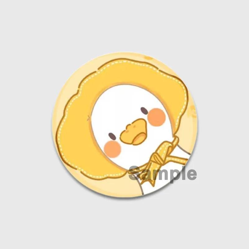 32/44/58mm Cartoon Honk White Goose Brooches Pins Cute Animal Duck Round Badges Clothes Lapel Pin Fashion Jewelry Gift Accessory