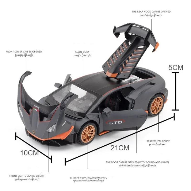 1/24 сплав Lamborghini Huracan STO суперкар металлическая литая модель автомобиля транспортные средства инерционный звук и свет для детей мальчик игрушки подарочная коллекция