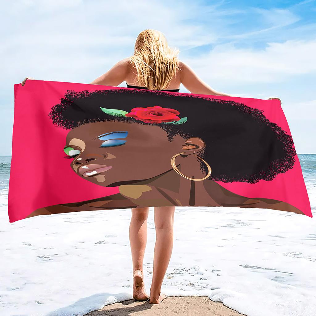 African Girl Series Seaside Vacation Beach Towel Swimming Bath Towel Sports Towel