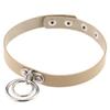 Sweetheart Vintage Punk Rock O Ring Spikes Pendant PU Leather Choker Collar Female Gothic Neckband Clavicle Necklace Adjustable for Women Men Jewelry