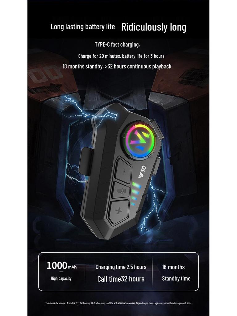 Y10 Водонепроницаемая Bluetooth Гарнитура для Мотоциклетного Шлема с Шумоподавлением