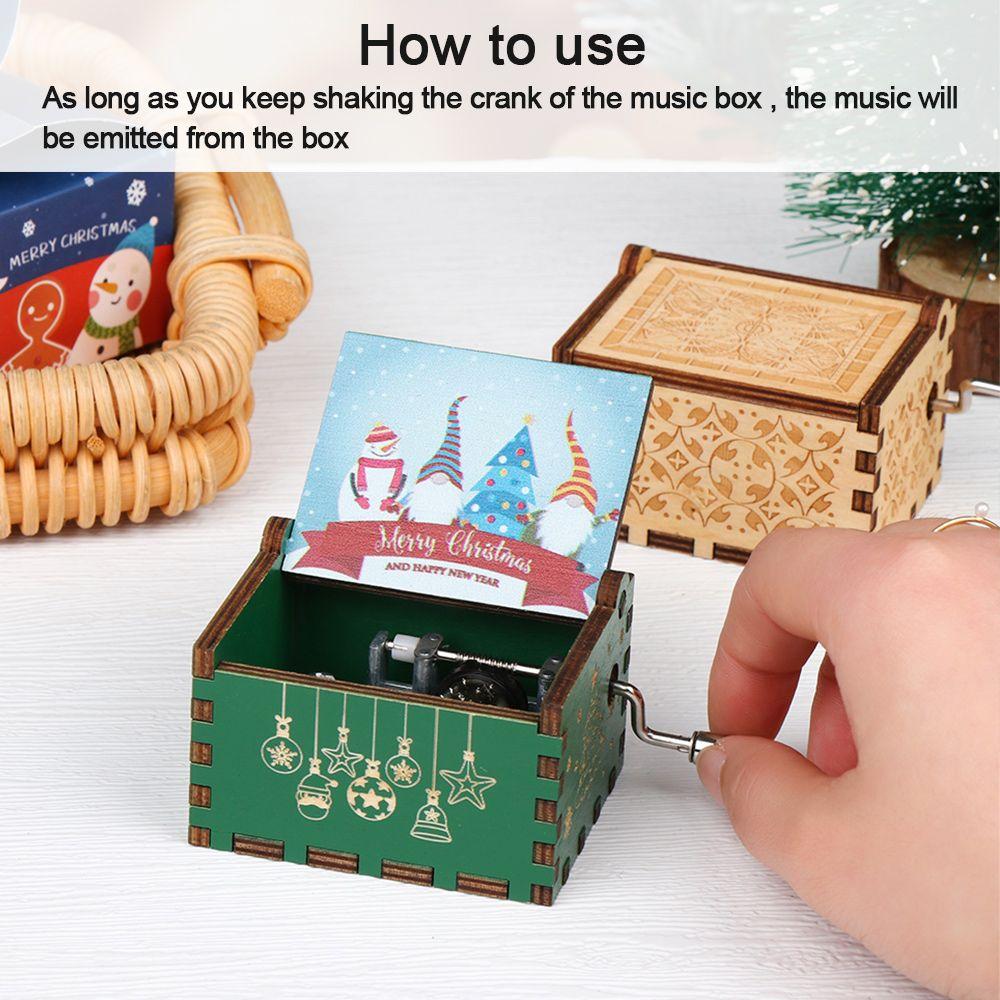 Gifts Wooden New Year Musical Boxes Music Box Merry Christmas Hand Crank