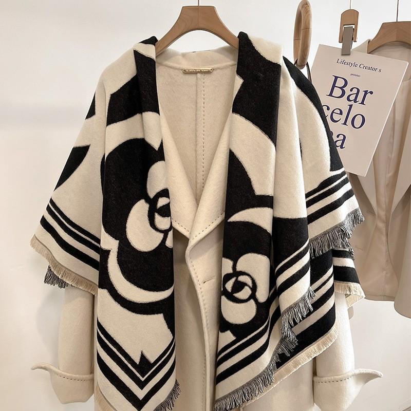 New Women'S Fashionable Imitation Cashmere Autumn And Winter Warm Large Square Scarf Double-Sided Tassel Scarf Air Conditioning Shawl