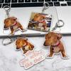 Funny Suspicious Dog Meme Face Keychains for Accessories Bag Fun Side Eye Puppy Dachshund  Keyrings Jewelry Fans Friends Gifts