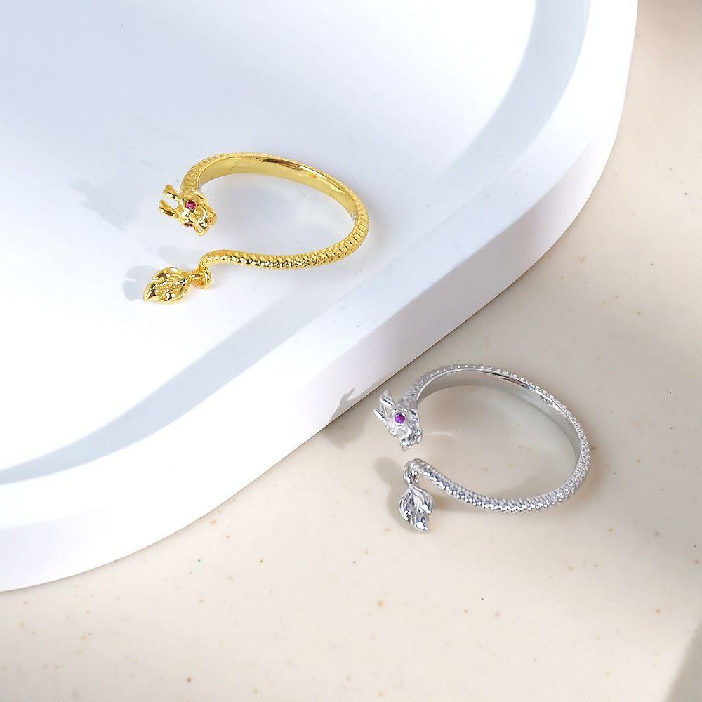 Adjustable Dragon's Tail Qiankun Lucky Ring Bring Good Luck Couple Ring Jewelry Accessories