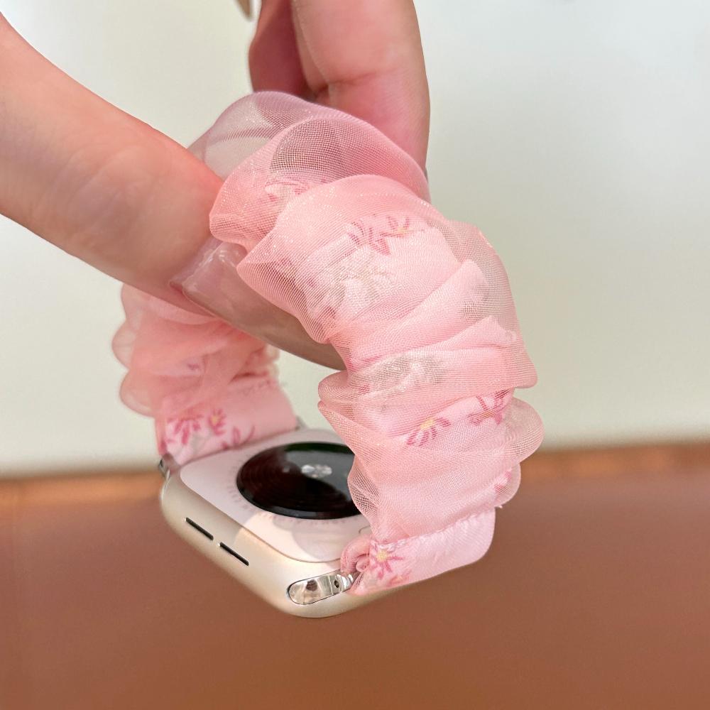 Милый женский новый сетчатый эластичный ремешок для Apple Watch 46 мм, браслет iWatch 10 42 мм, серии 9 8 41 мм 38 мм 44 мм Ultra 49 мм, эластичный ремешок для часов для женщин