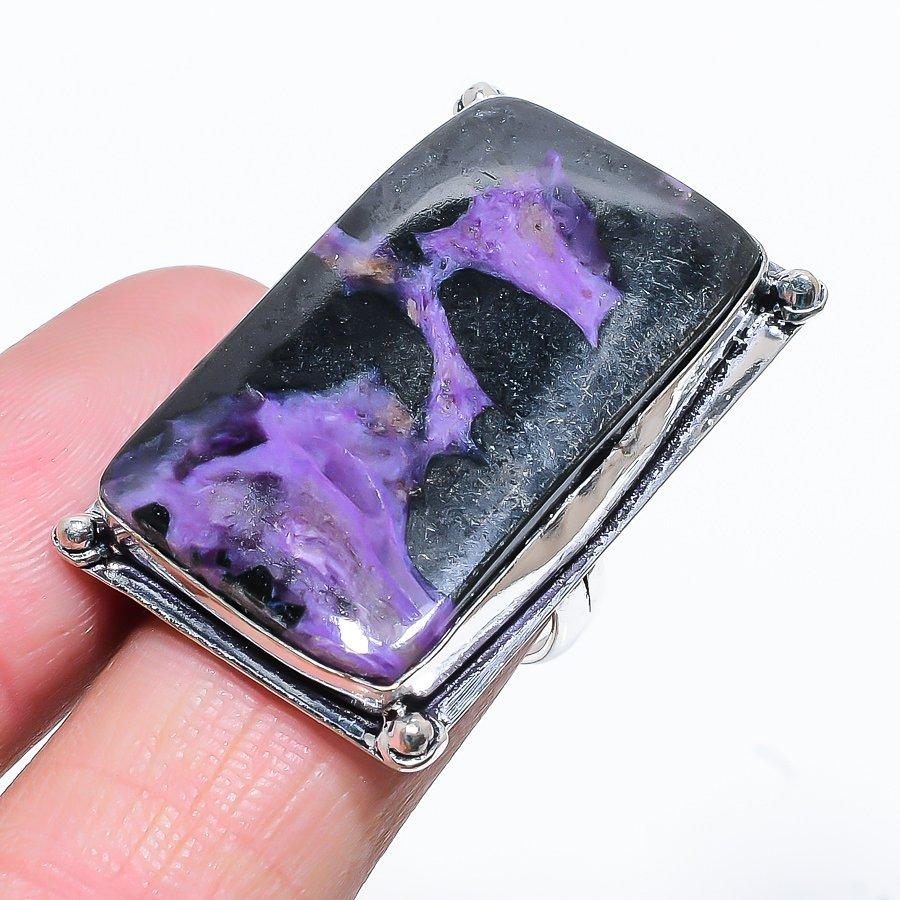 Russian Charoite Handmade 925 Sterling Silver Jewelry Ring Size 10 p7I75