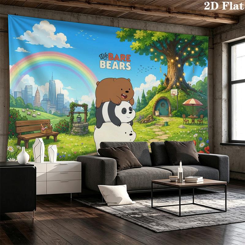 We bare bears Wall Tapestry Aesthetic Wall Hanging Printed Fabric Blanket Decorative Tapestries for Bedroom Living Room Home Decor