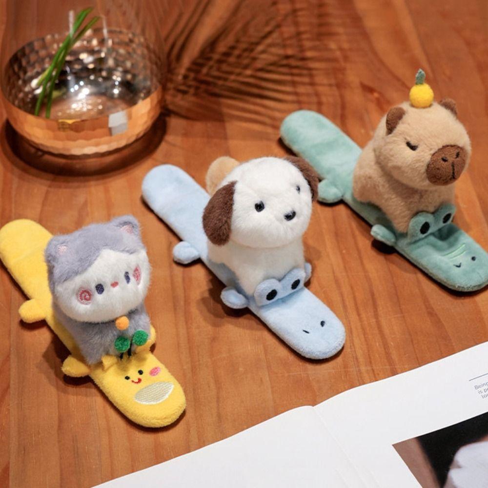 Серия браслетов-хлопушек с котами, стиль на запястье, плюшевая повязка на запястье капибары, плюшевая кукла, браслет-хлопушка, домашний декор