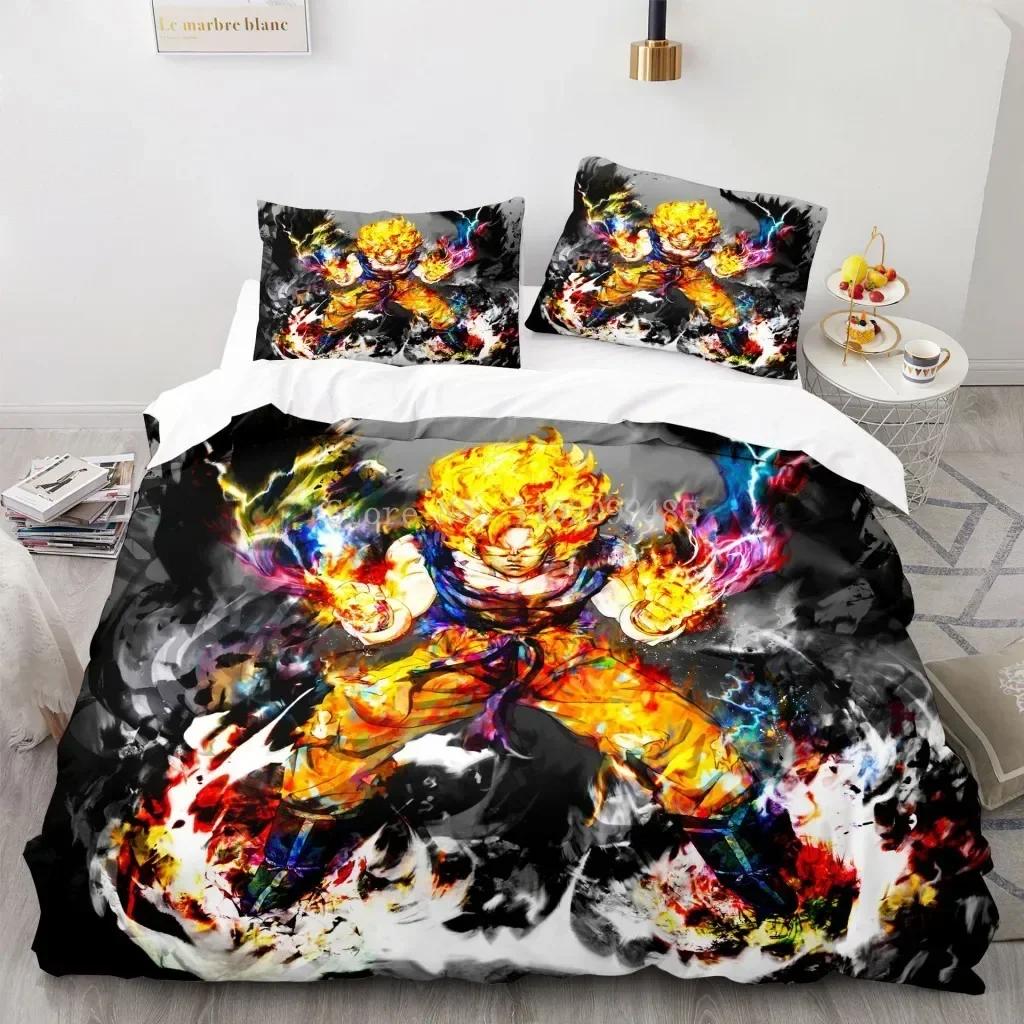 3D Печать Dragon Ball Super Saiyan Сон Гоку Пододеяльник Комплект Постельного Белья Двуспальный Полуторный Полный Queen King Детское Постельное Белье Пододеяльник