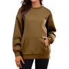 Women's Casual Fashion Long Sleeve Solid Color Round Neck Sweatshirt Top With Pockets