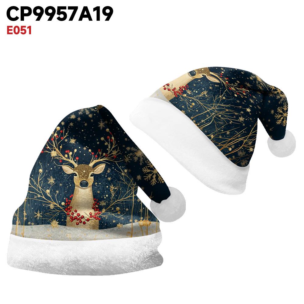 Рождественская двусторонняя флисовая шапка 2024 для взрослых и детей – Короткий плюш, Вельвет, с принтом рождественских элементов