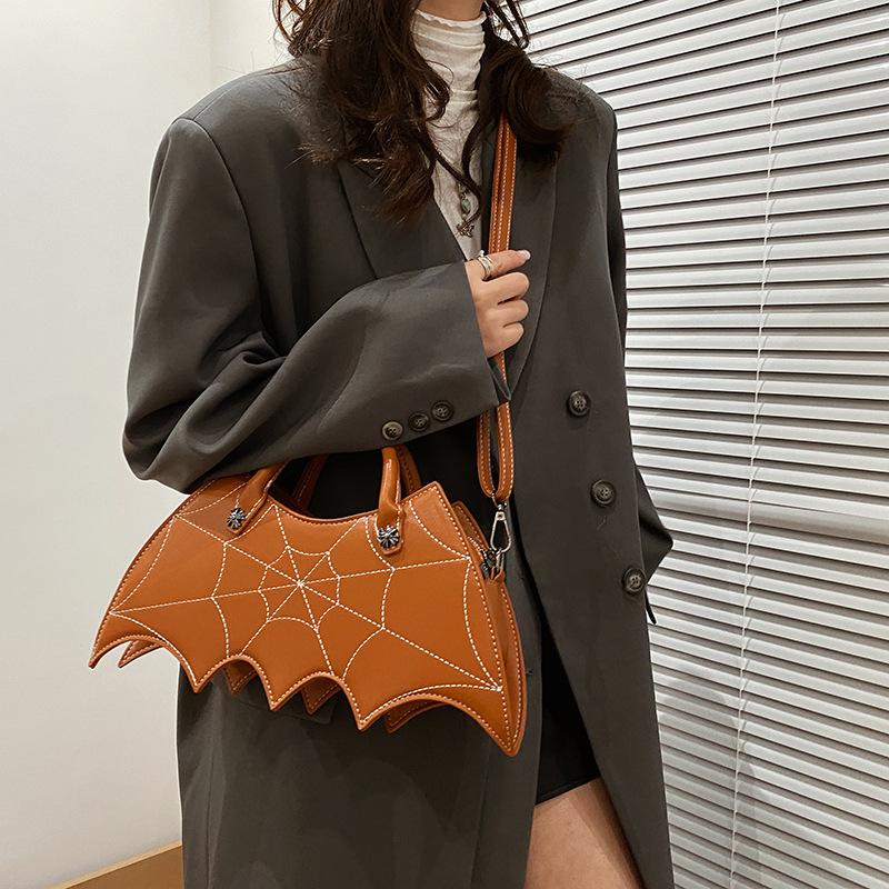 Fashion Creative Spoof Fun Halloween Personality Bat Messenger Bag Ladies Pu Leather Handbag