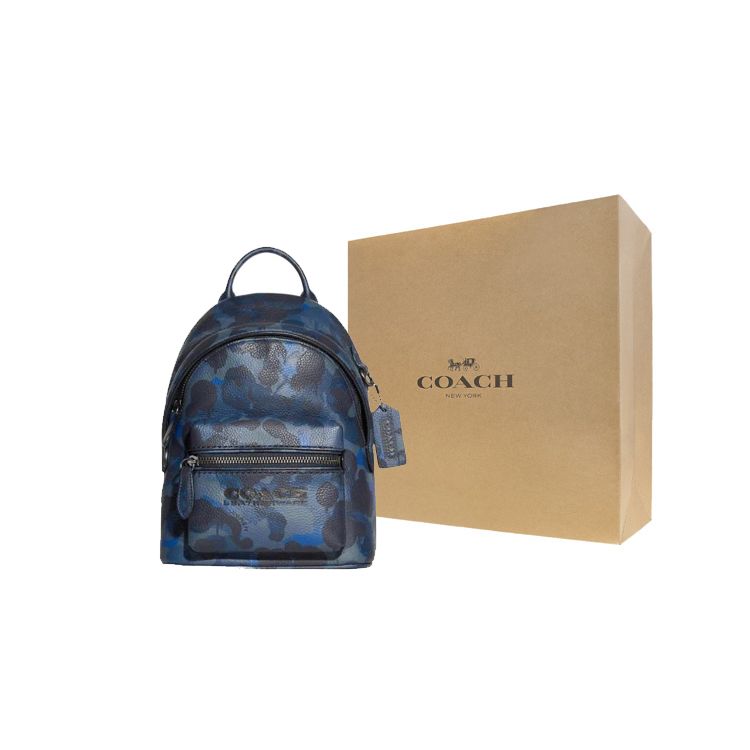 Coach Charter 18 Camouflage Print Backpack With Zipper Closure And Multiple Pockets Women backpack Blue Navy-Blue CC404-UPW