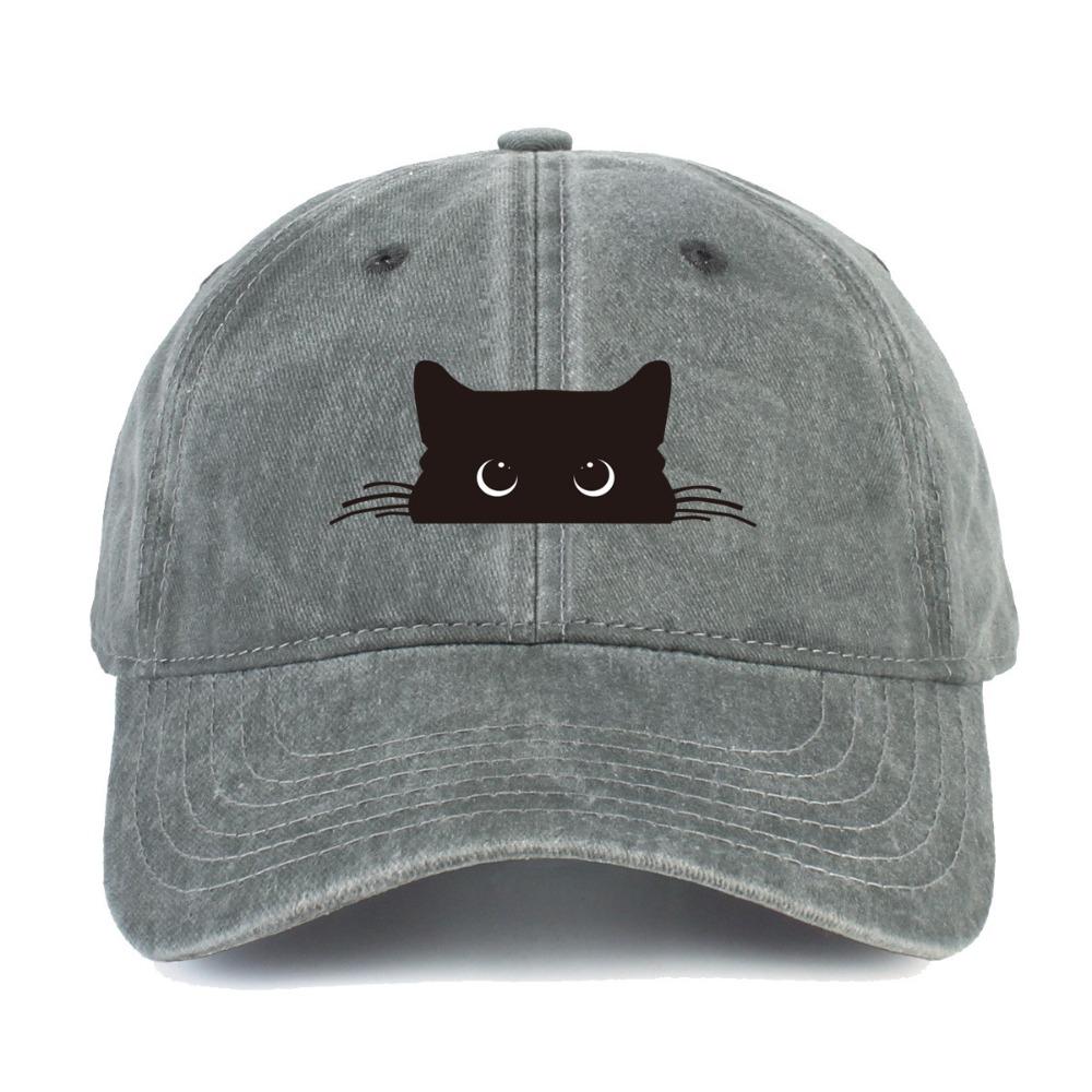 Sweet Cartoon Baseball Hat Peaked Cap Cotton Baseball Cap Simple Cat Print Baseball Cap Outdoor