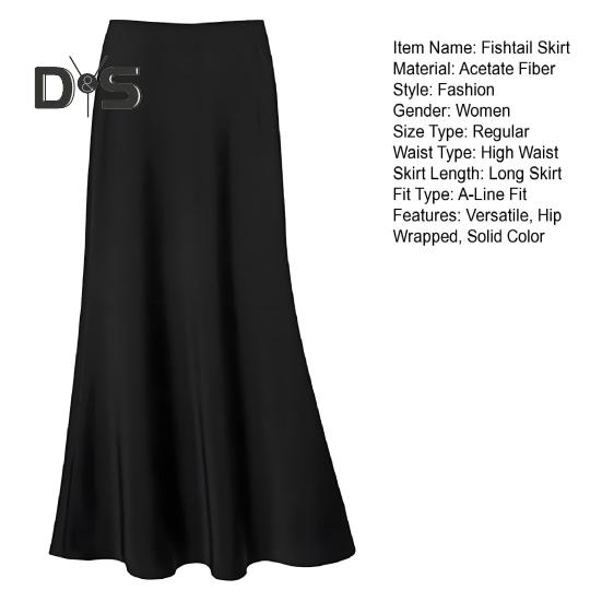 Женская юбка-рыбий хвост с высокой талией и запахом на бедрах, длинная юбка А-силуэта, однотонная, удобная, подчеркивающая фигуру юбка