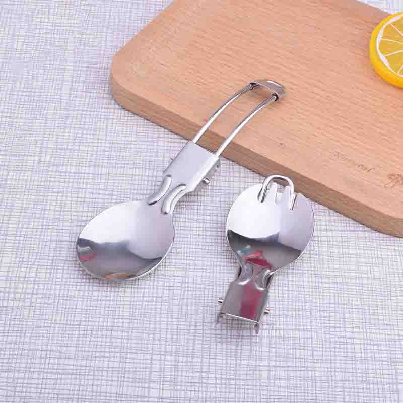 Портативный складной нож для кемпинга на открытом воздухе, вилка, ложка, посуда, складные столовые приборы из нержавеющей стали