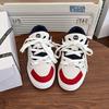 Spring New Retro Red and Blue Color Matching Canvas Bread Shoes Female Campus Student Ins Leisure Sports Shoes