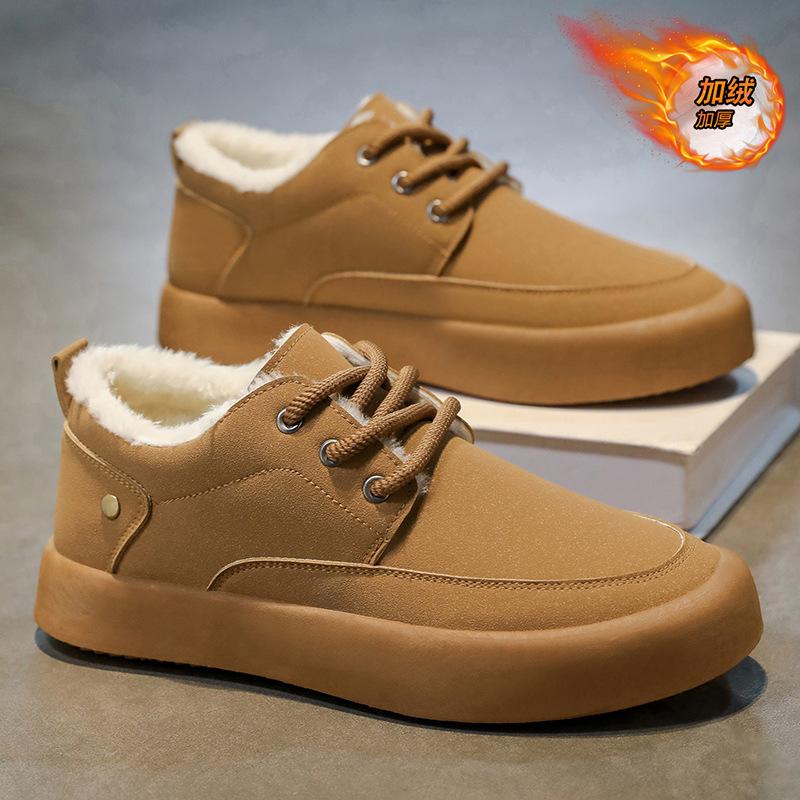 2025 зима новая корейская версия модной теплой мужской обуви трендовые бархатные утепленные мужские хлопковые туфли молодежная повседневная обувь