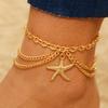 European & American Multi-layer Anklet: Starfish Pendant, Tassel Design - Women's Foot Jewelry