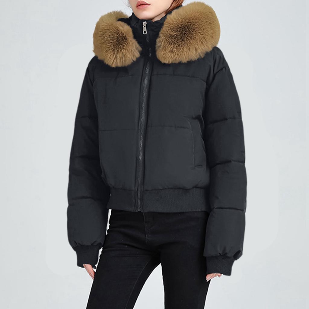 Женская зимняя куртка с капюшоном, короткая, на хлопковой подкладке