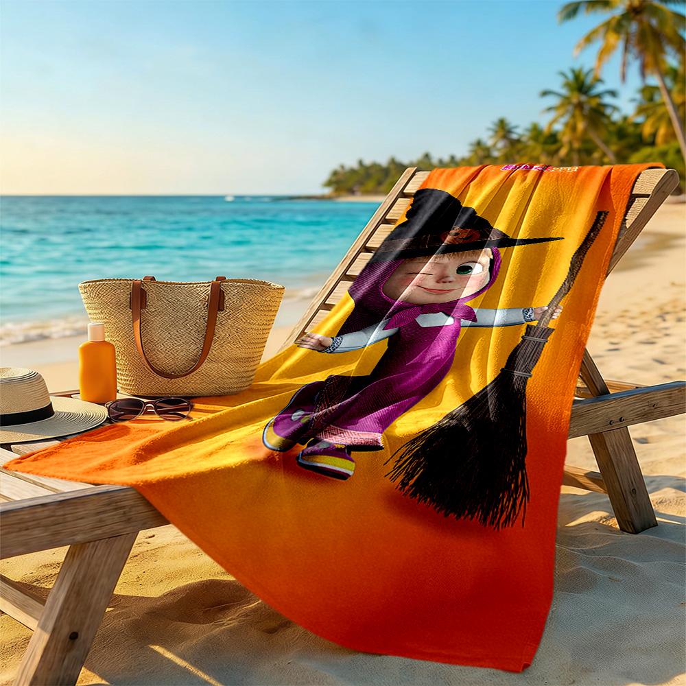 Masha Bear Beach Towel Super Soft Microfiber Quickdry Fabric Comfortable Lightweight