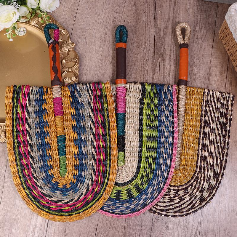 Плетеный соломенный веер, летний охлаждающий веер из травы, веер ручной работы, скандинавские подвесные украшения для спальни, свадебной вечеринки, домашнего декора