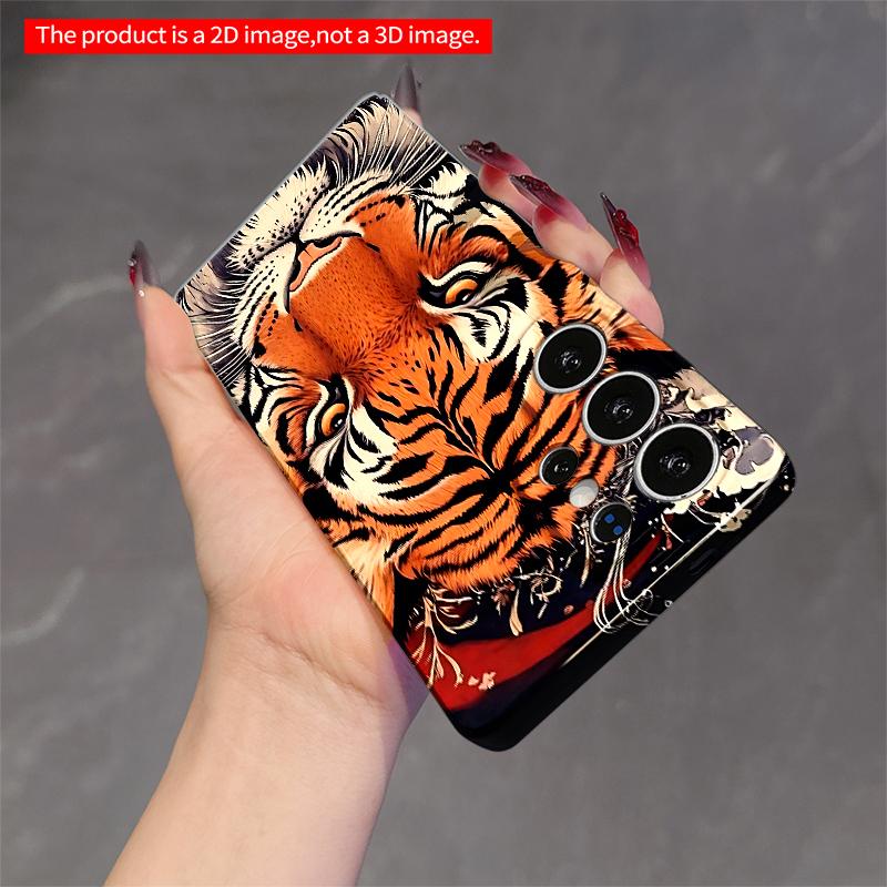 2DFlat Samsung phone case Tiger Face Art Phone Case Applicable to Galaxy S23 S24 S25ULTRA S26 A12 A14 A15 A16 A54 A55