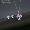 RUI RUI YU Древо жизни кулон ожерелье для женщин из нержавеющей стали красочные растения комплект ювелирных изделий для помолвки жена подарки на день матери колье