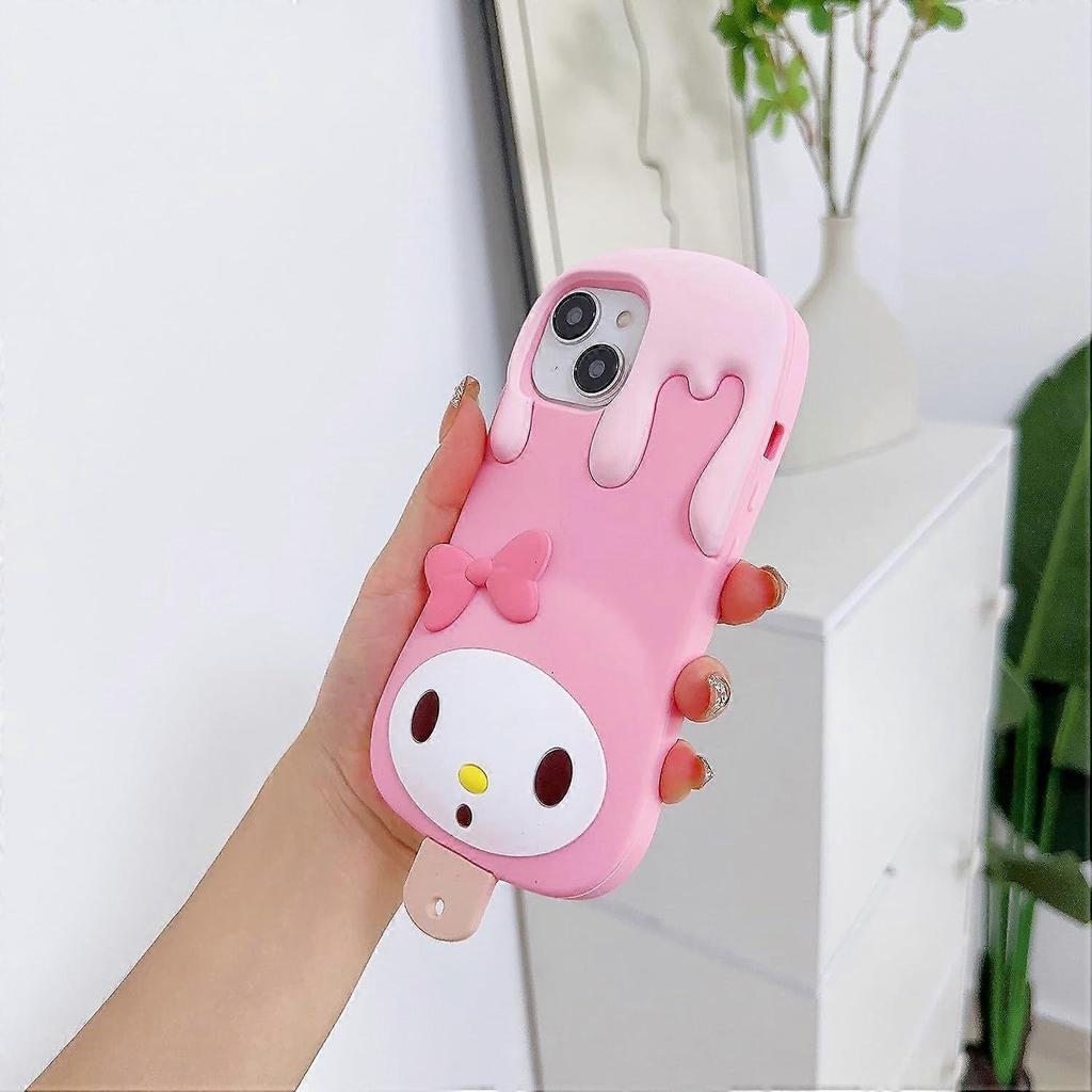 Case for iPhone 14,3D Cute Kawaii Kids Girls Boys Women Rabbit Ice Cream Shape Soft Silicone Rubber Case for iPhone 14 6.1 inch -Popsicle