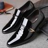 Men's Shoes Business Dress Shoes Soft Leather Groom Wedding Shoes Inner Height Increase Leather Shoes Glossy Patent Leather Pointed One Pedal Lea
