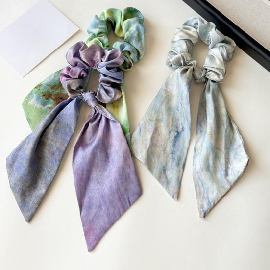 Hair Tie for Women, Silk-Like Fabric Soft Touch Hair Rope, Artistic Oil Painting Print Hair Band for Low Ponytail Versatile Hair Accessories