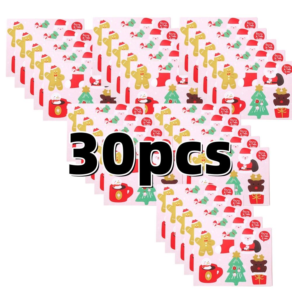 50 шт. Рождественские леденцы на бумажной открытке, очаровательный мультяшный Санта-Клаус, пряничный человечек, дизайн для подарочного пакета, набор для декора вечеринки