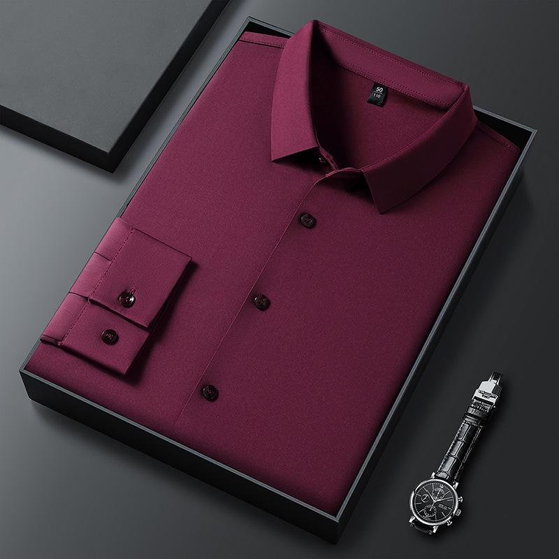 Весенняя мужская бесшовная немнущаяся рубашка в стиле business casual с длинным рукавом