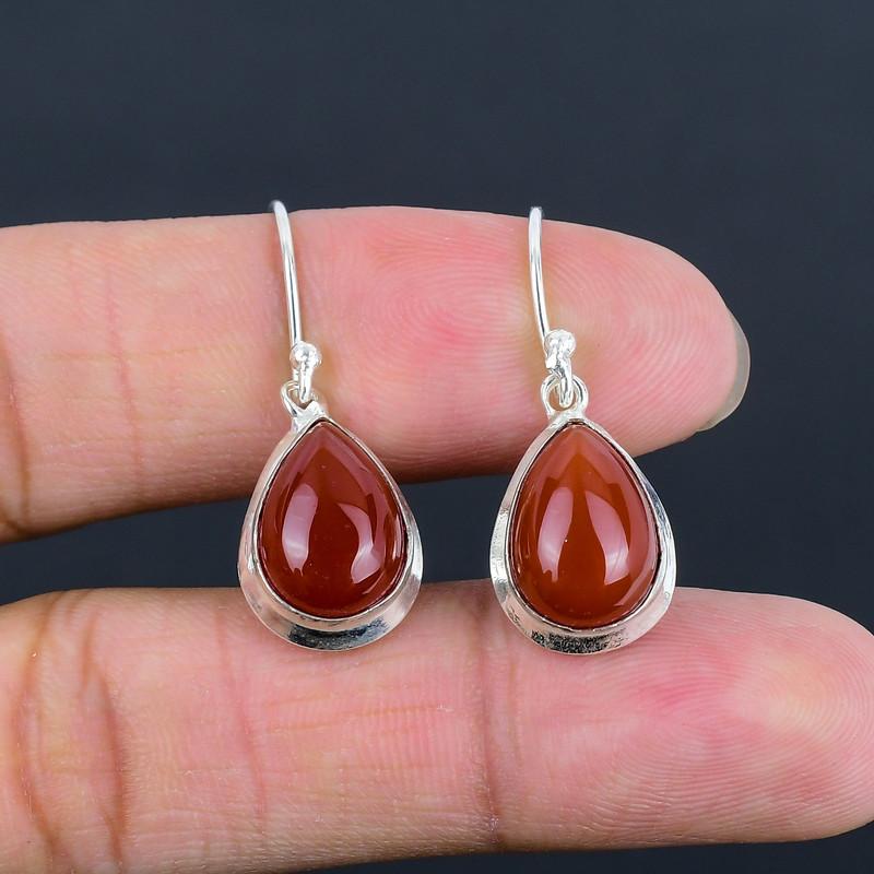 Серьги ручной работы из натурального красного оникса AAA качества, кабошон из стерлингового серебра 925 пробы, легкие серьги ручной работы, подарок для лучшей девушки, подарок для невесты