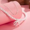 Bow Pearl Double-Layer Necklace 2024 Hot Clavicle Chain High-End Light Luxury Niche Necklace Accessory for Women