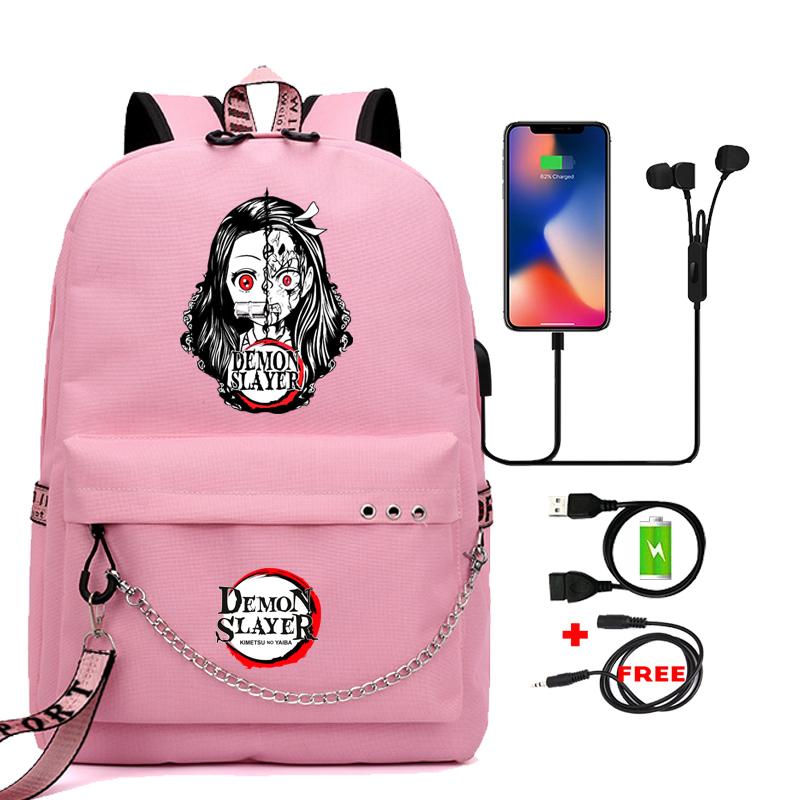 Аниме Demon Slayer Nezuko Bookbag Подростковый рюкзак Школьные ранцы для мальчиков и девочек Mochilas Мультяшный принт Сумка для ноутбука Снова в школу Рюкзак