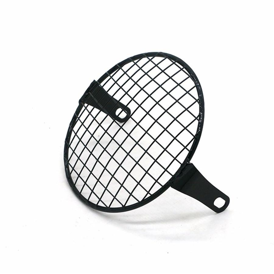6.5"Metal Retro Motorcycle Headlight Lamp Square Mesh Grille Cove Mask For Honda