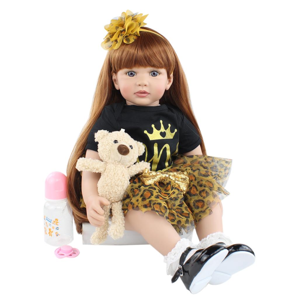 BZDOLL 60 см силиконовая кукла реборн игрушка для девочки 24 дюйма виниловая принцесса для малышей с тканевым телом Alive Bebe Dress Up Kid подарок на день рождения