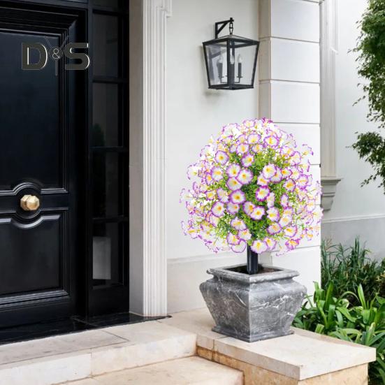 Искусственные цветы ипомеи, искусственный куст ипомеи с колышком для установки в грунт, реалистичная искусственная зелень, кустарники для улицы, для дома, для фермерского дома, для крыльца, для патио