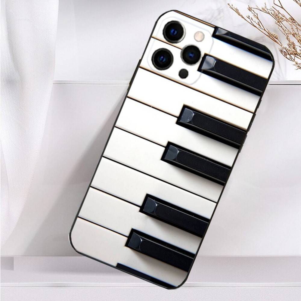 Чехол для телефона Keyboard Art Piano для iPhone 16,15,14,13,12,11 Plus,Pro Max,XS,X,XR,SE,Mini,8,7 Мягкий силиконовый черный чехол