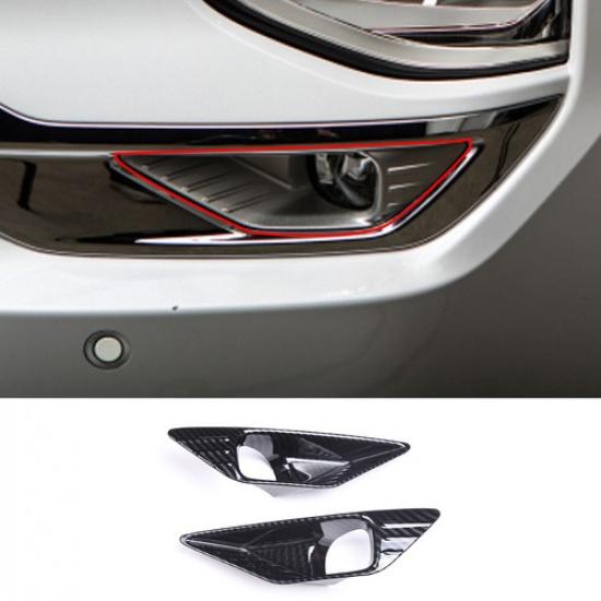 For Mitsubishi Outlander  Carbon Fiber Style Front Fog Light Lamp Cover Trim