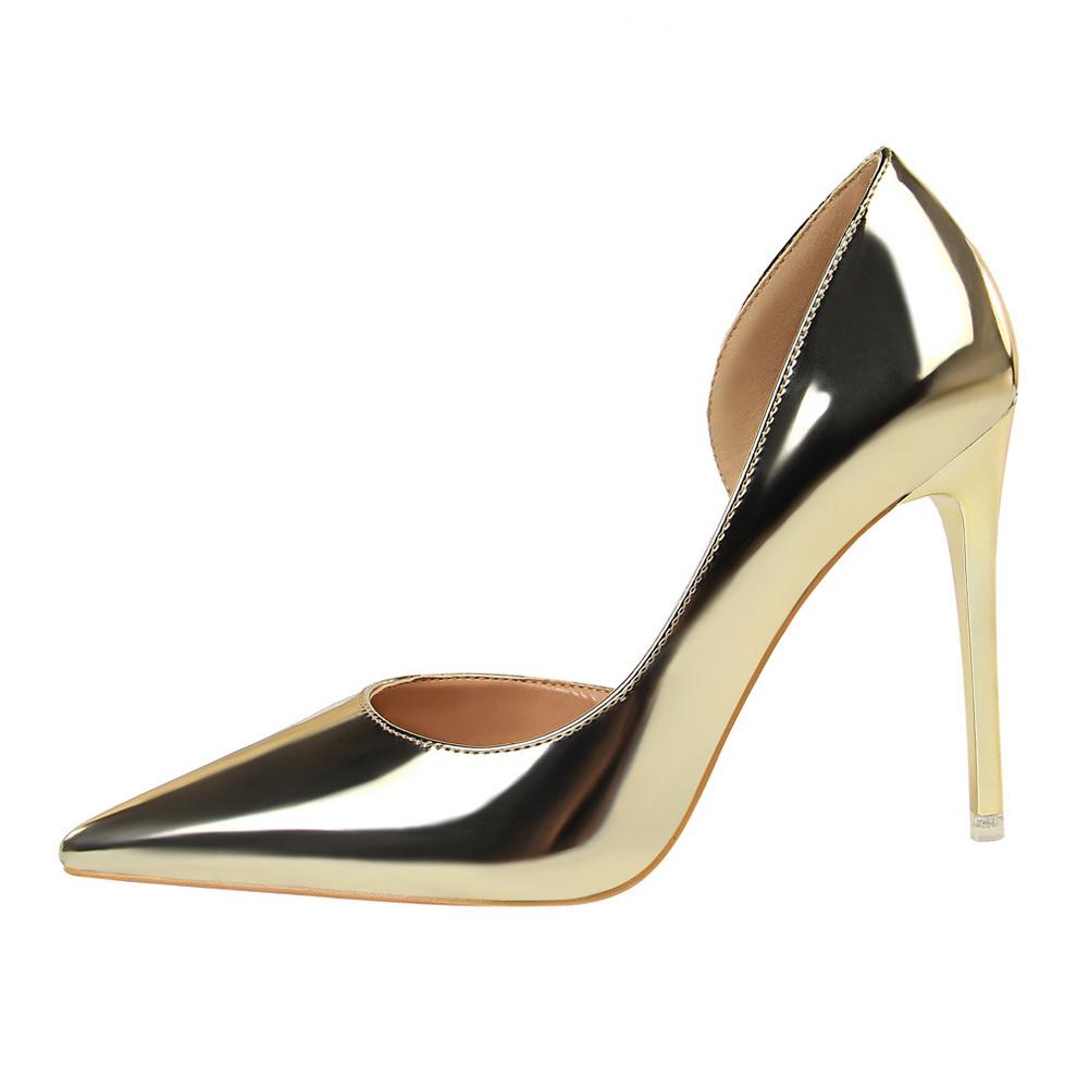 Bigtree European and American Style High Heels Simple Fine Heel Metal Heel 10.5cm High Heel Shallow Mouth Pointed Side Hollow Sexy Single Shoe