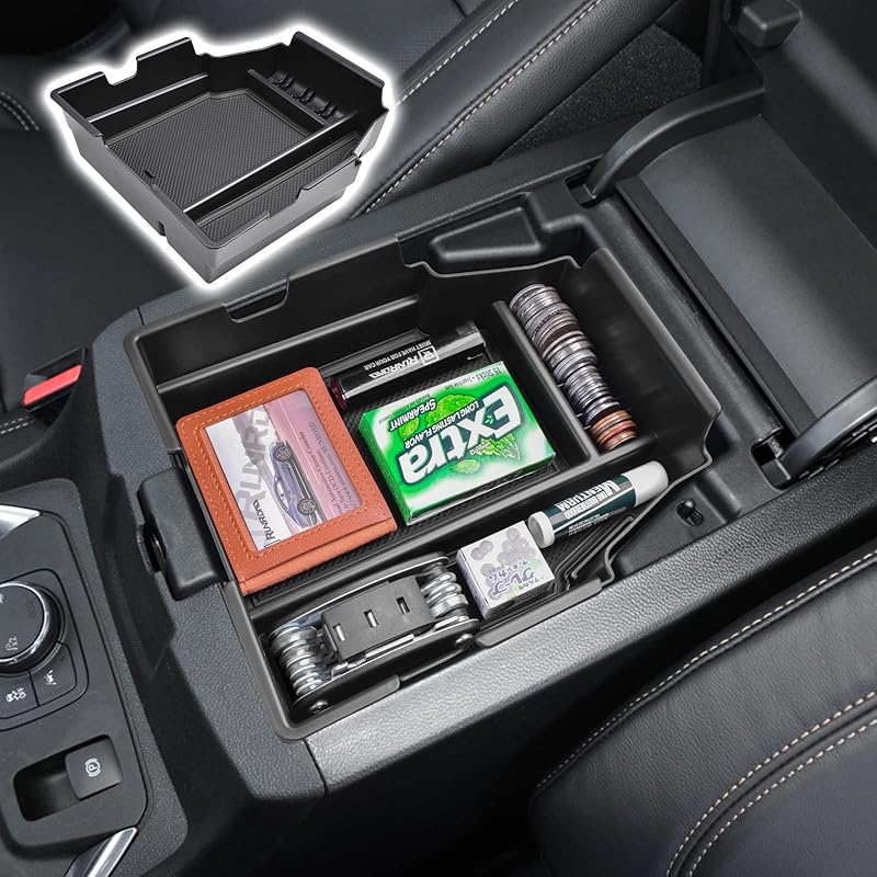 RUNROAD Center Console Organizer Tray Compatible With Chevy Traverse 2018- Accessories, Ert Secondary Storage Box ABS Material Armrest Tray Black