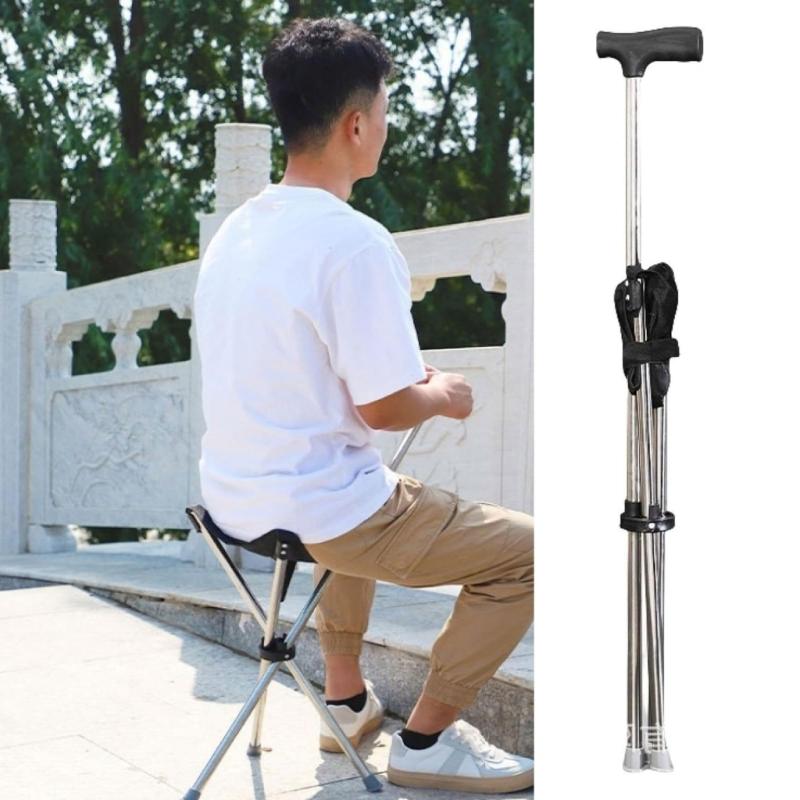 Foldable Chair Cane with Seat for Travel Walking Stick and Supportive Mobility Assistance for Senior Adult All Age