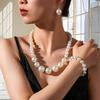 Pearl Jewelry Set With Geometric Pendant For Women And Men