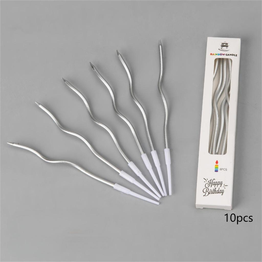 10 шт. Свечи на день рождения, спиральные свечи для торта, длинные тонкие свечи для свадебной вечеринки и украшения торта