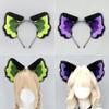 Handmade Plush Cat Ears Tail Set Cosplay Black With Green Or Purple Accents Cute Animal-Themed Accessory Anime